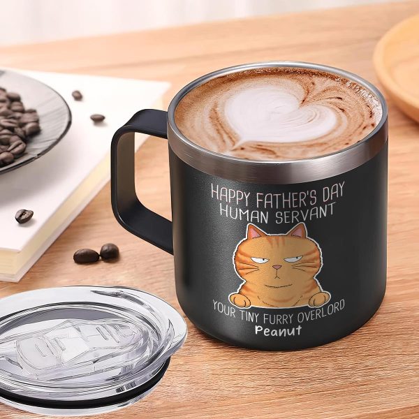 Happy Father s Mother s Day Human Servant Funny Cute Cats Personalized Stainless Steel Tumbler With Handle Discount - Image 3