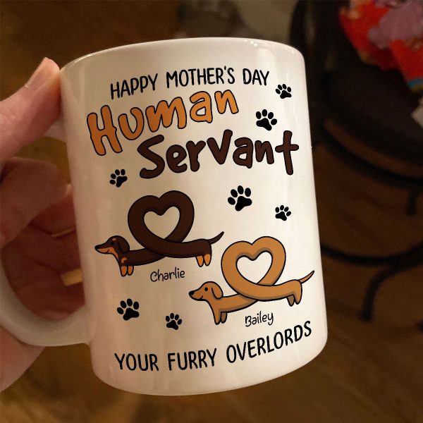 Happy Mother s Day Father s Day Human Servant Dachshund Hearts Personalized Mug Discount - Image 5