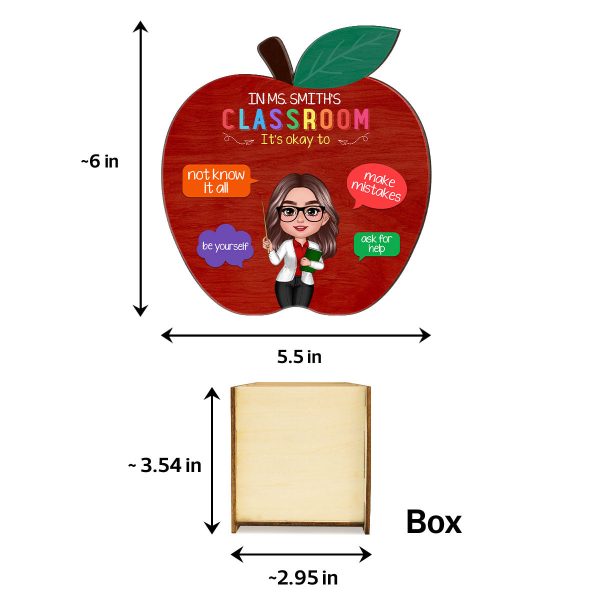 In This Classroom Personalized Apple Shaped Pen Pencil Holder, Back-to-School Gift for Teachers Online now - Image 5
