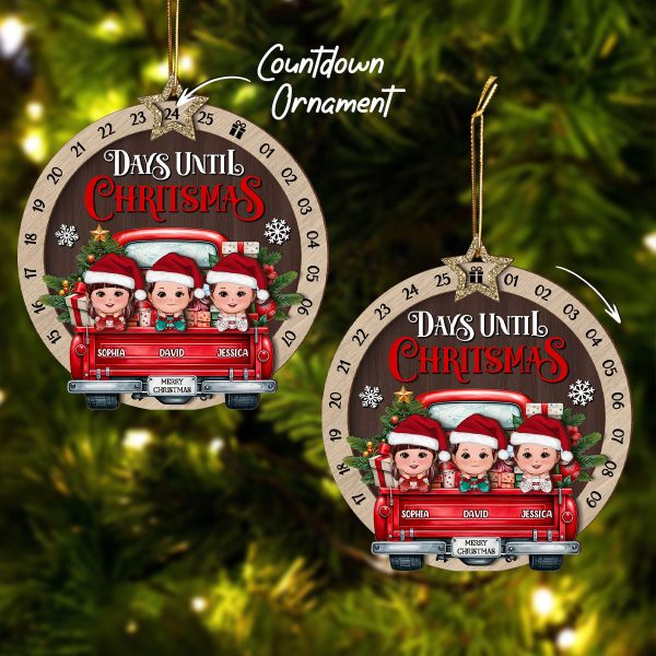 Kids On Christmas Truck Personalized Countdown Ornament Sale