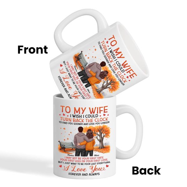 To My Wife Husband Couple Standing Back View Fall Season, Personalized Mug For Discount - Image 3