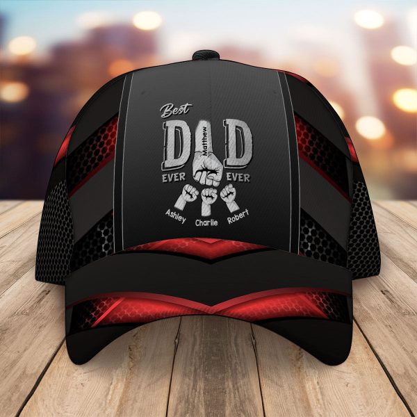 Best Dad Ever Fist Bump Personalized Classic Cap, Gift For Dad, Gift For Husband, for Father s Day For Discount