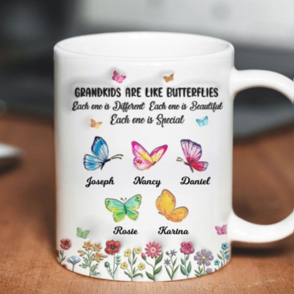 Grandkids Are Like Butterflies, Each One is Beautiful Personalized 3D Inflated Effect Mug, Mother s Day Gift for Grandma Online - Image 5
