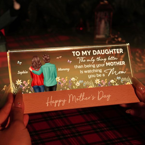 To My Daughter From Mom Happy Mother s Day Floral Personalized Acrylic Block LED Night Light, Mother s Day Gift For Daughter Discount - Image 5