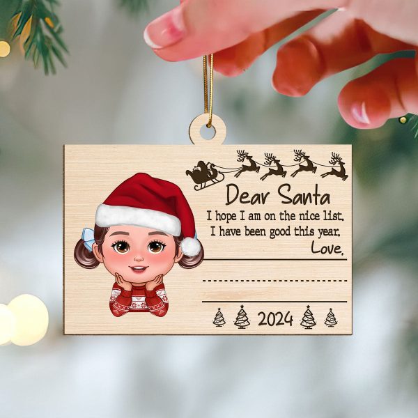 Dear Santa From Kid Christmas Personalized Wooden Ornament, Child s Handwriting, Sign Your Own Name Cheap - Image 3