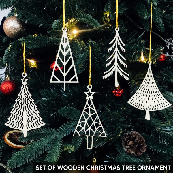 Set of Wooden Christmas Tree Ornaments Online - Image 4