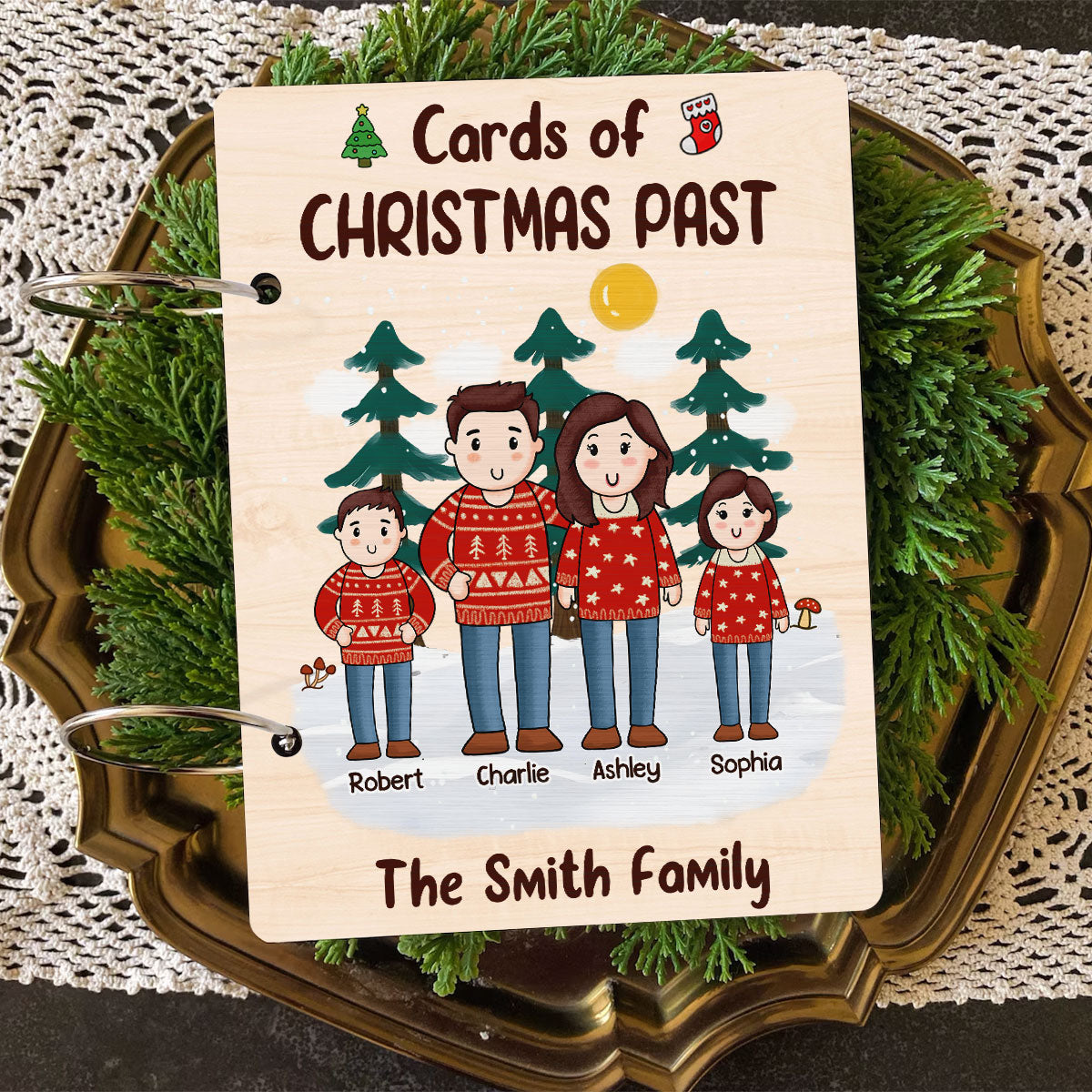 Comic Family Together Christmas Personalized Card Keeper, Card Holder, Card Book, Cards Keepsake Cheap