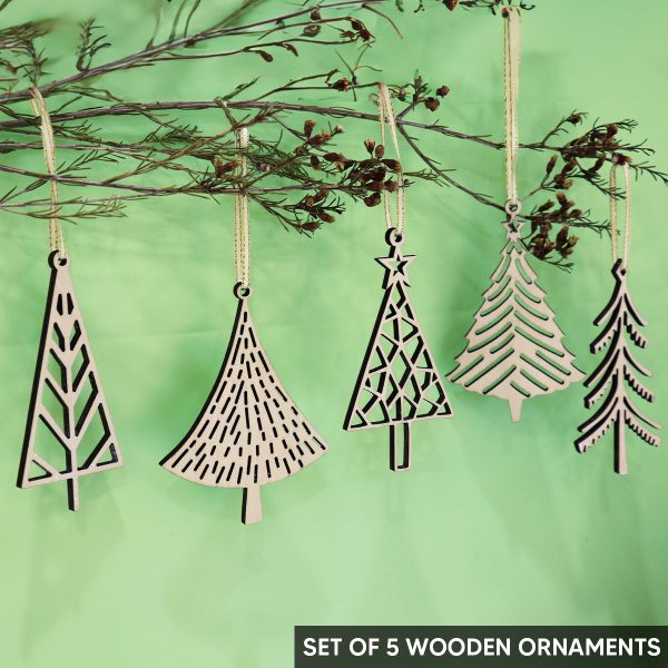 Set of Wooden Christmas Tree Ornaments Online