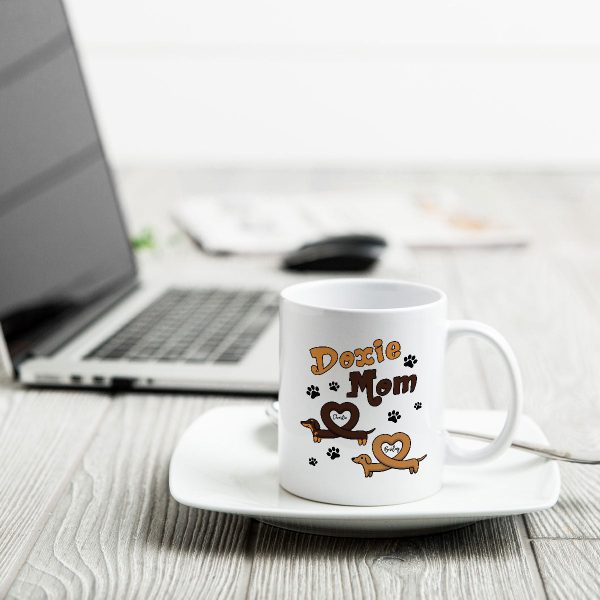 Doxie Mom Cute Heart Dachshunds Personalized Mug Cheap - Image 5