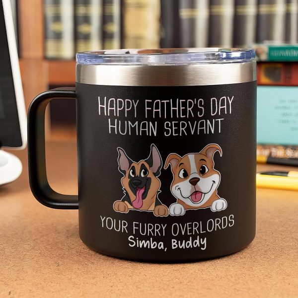Happy Father s Mother s Day Dog Human Servant Personalized Stainless Steel Tumbler With Handle, Gift For Dog Lovers Supply - Image 4