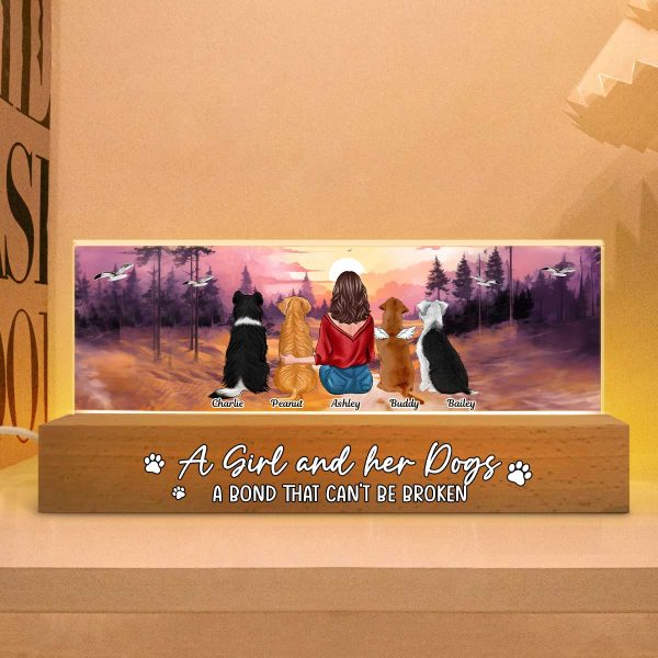 Realistic Beach Landscape A Girl And Her Dog Bond Can t Be Broken Personalized Acrylic Block LED Night Light Online - Image 3