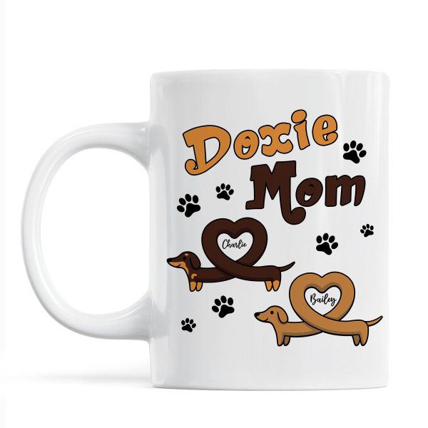 Doxie Mom Cute Heart Dachshunds Personalized Mug Cheap - Image 3