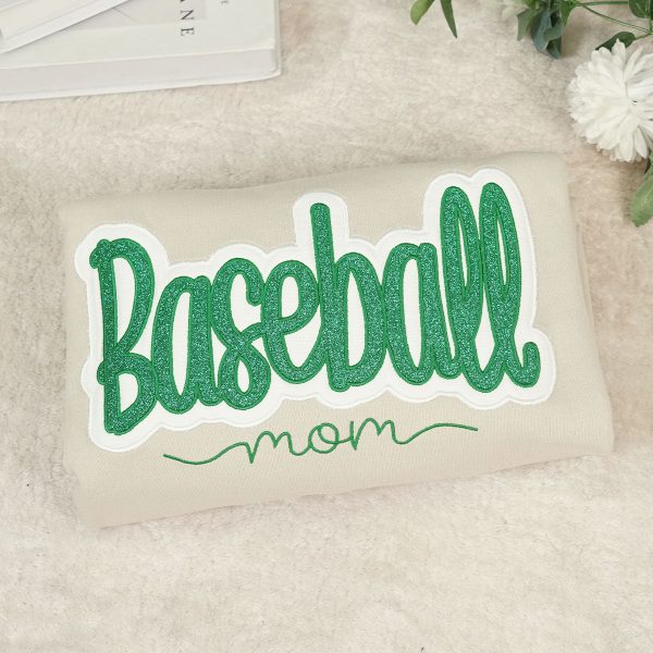 [Premium Glitter Embroidery] Personalized Baseball Mom Sweatshirt with Side Bow - Heartfelt Mother s Day Gift for Mom & Grandma on Sale - Image 4