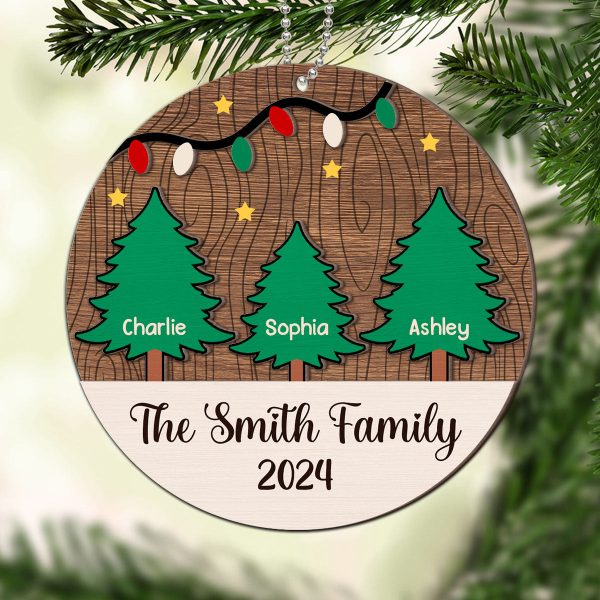 Christmas Tree Family Member Names Personalized 2-Layer Wooden Ornament Online Hot Sale - Image 2