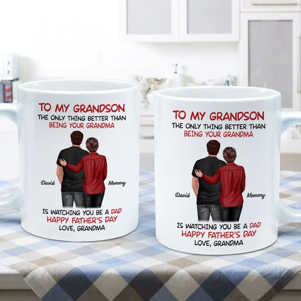 To My Grandson From Grandma Happy Father‘s Day Back View Personalized Mug Sale - Image 5