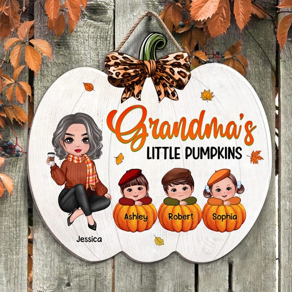 Grandma s Little Pumpkids Personalized Door Hanger Sign Fashion - Image 2