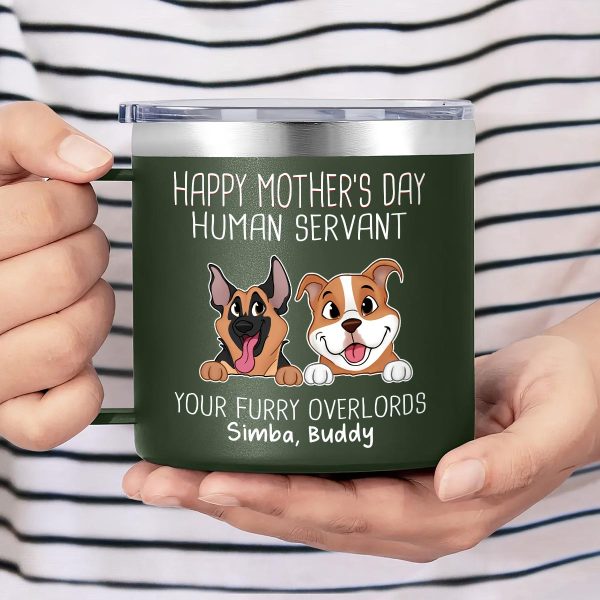 Happy Father s Mother s Day Dog Human Servant Personalized Stainless Steel Tumbler With Handle, Gift For Dog Lovers Supply - Image 5
