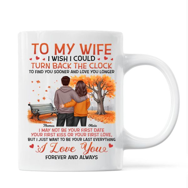 To My Wife Husband Couple Standing Back View Fall Season, Personalized Mug For Discount