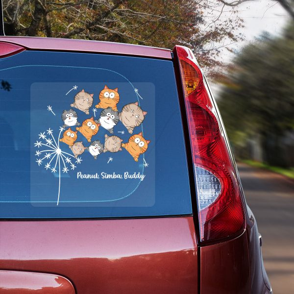 Dandelion Funny Cat Decor On Car Fridge Window Personalized Decal, Gift For Cat Lover Fashion - Image 2