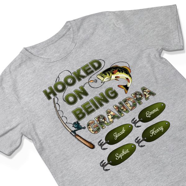Hooked On Being Grandpa Papa Fishing Camouflage Personalized Shirt, Unique 2025 Father s Day Gift For Grandpa, Dad, Husband Supply - Image 4