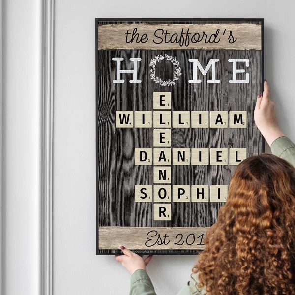 Personalized Family Name  Home  Poster, Crossword Puzzle Art, Family Decor on Sale - Image 3