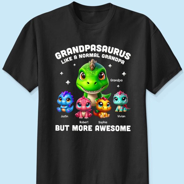 Daddysaurus Grandpasaurus 3D Dinosaurs Personalized Shirt, Father s Day Gift For Dad, For Grandpa Online Sale - Image 4