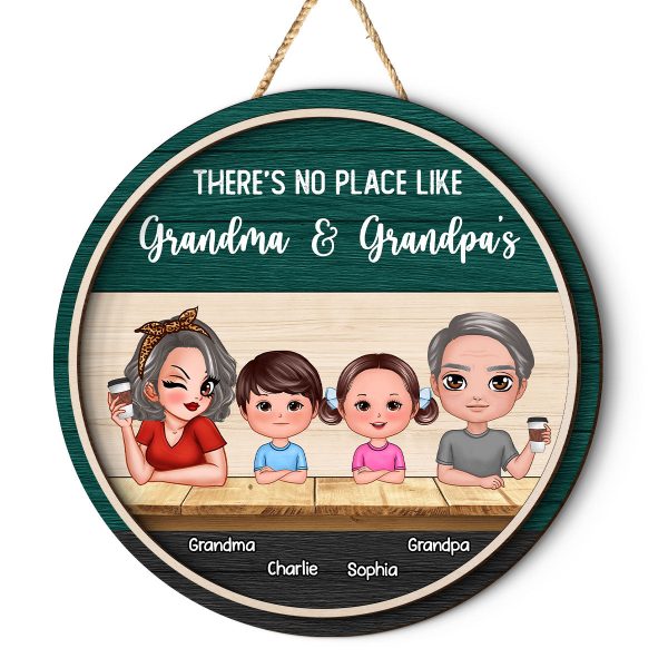No Place Like Grandma Grandpa s House, Personalized 2 Layer Wooden Door Sign, Home Decor Supply - Image 2