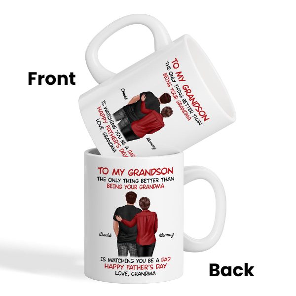 To My Grandson From Grandma Happy Father‘s Day Back View Personalized Mug Sale - Image 3