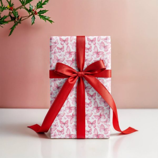 Pink Butterflies Gift Wrapping Paper Cheap - Image 4
