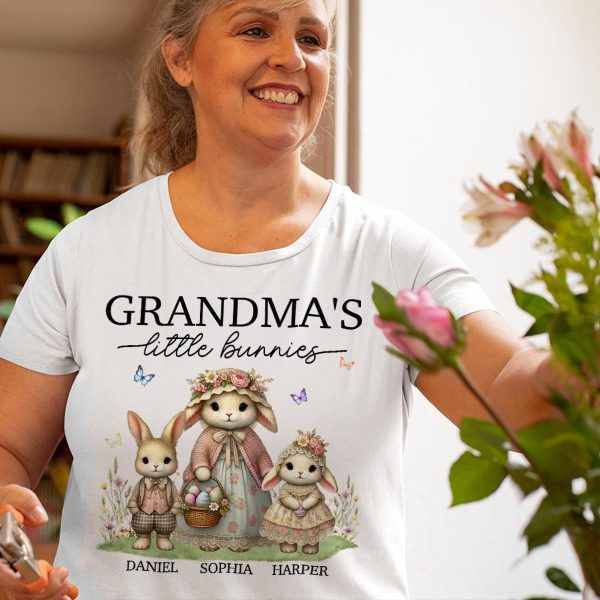 Vintage Grandma Bunny Easter Personalized Shirt Cheap - Image 4