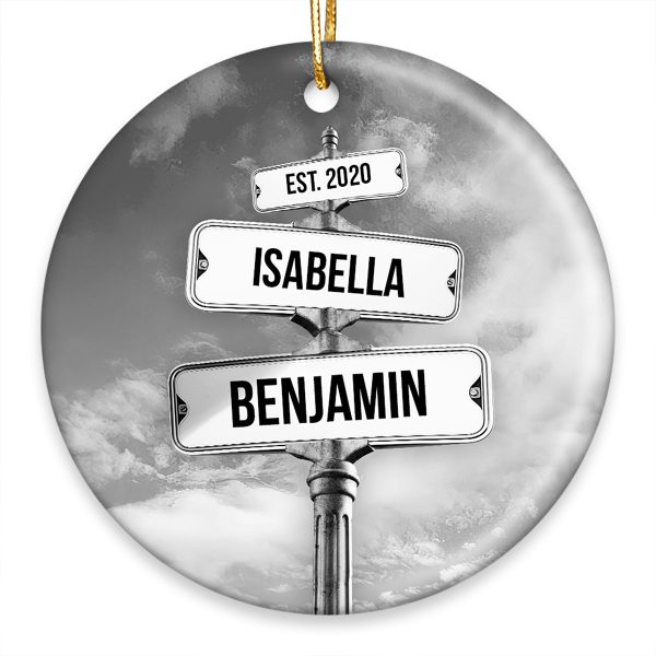 Couple Name Vintage Street Sign Personalized Ceramic Ornament, Christmas Gift For Couple on Sale - Image 2