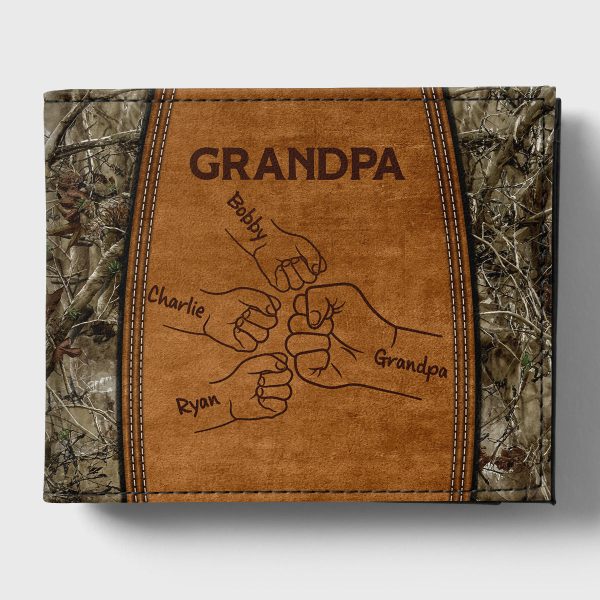 Grandpa Dad Fist Bump Camouflage Personalized Men’s Wallet Online Sale