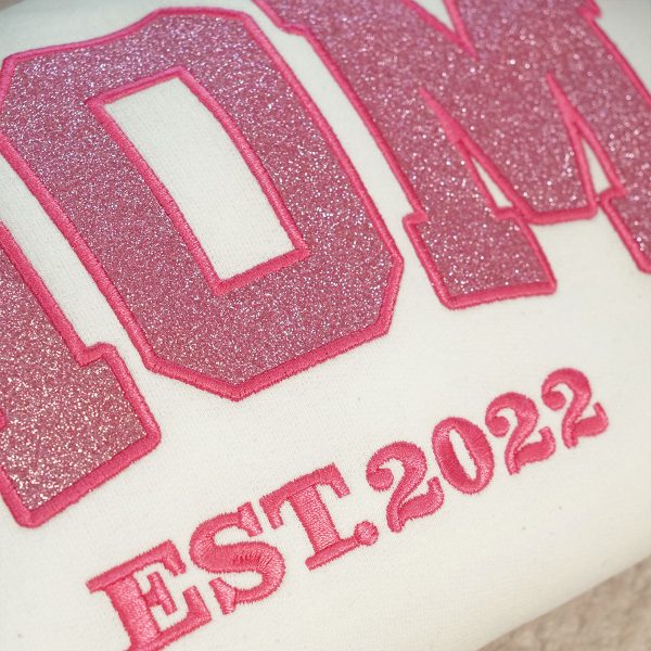 [Premium Glitter Embroidery] Personalized Mom Est. Year Sweatshirt with Side Bow - Heartfelt Mother s Day Gift for Mom & Grandma Online Hot Sale - Image 5