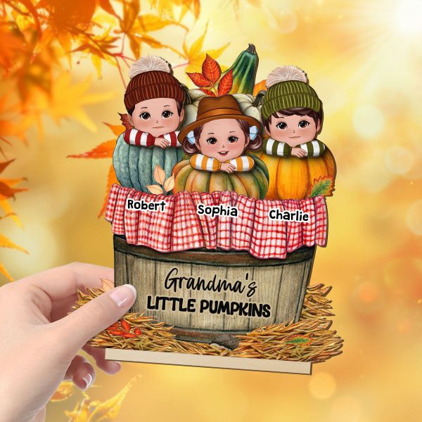 Cute Kids Grandma s Pumpkin Fall Season Personalized 2 Layer Standing Wooden Plaque Online now - Image 4