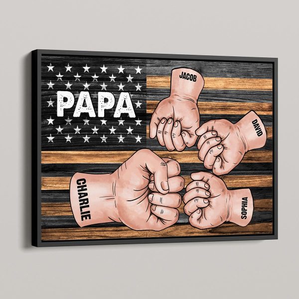 Dad Papa Grandpa Fist Bump Nation Flag Personalized Horizontal Poster For Sale - Image 4