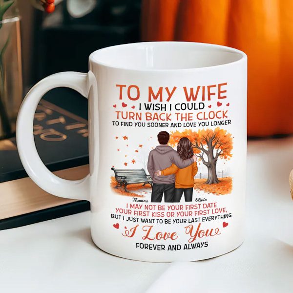 To My Wife Husband Couple Standing Back View Fall Season, Personalized Mug For Discount - Image 2