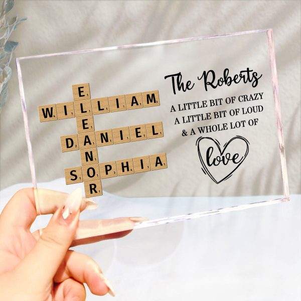 Family Whole Lot Of Love Crossword Puzzle Art - Captured In A Moment, Cherished For A Lifetime Personalized Acrylic Block Plaque Cheap - Image 3