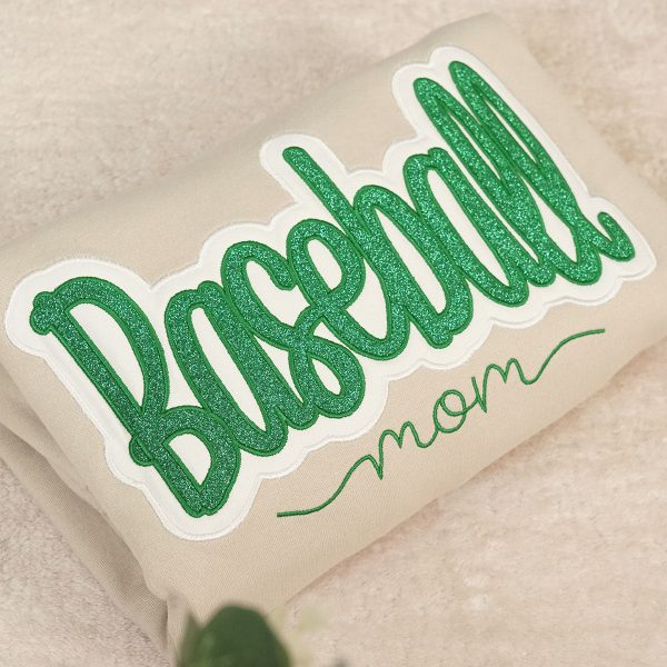 [Premium Glitter Embroidery] Personalized Baseball Mom Sweatshirt with Side Bow - Heartfelt Mother s Day Gift for Mom & Grandma on Sale - Image 5