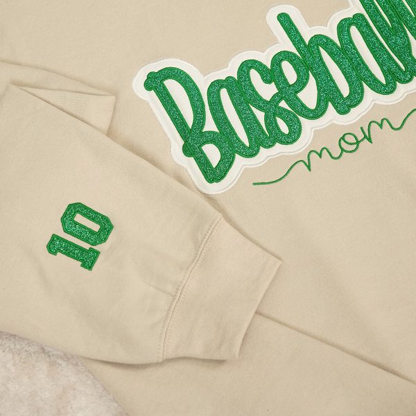 [Premium Glitter Embroidery] Personalized Baseball Mom Sweatshirt with Side Bow - Heartfelt Mother s Day Gift for Mom & Grandma on Sale - Image 2