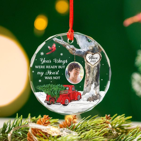 Always With You Photo Memorial Personalized Glass Ornament, Christmas Sympathy Keepsake, Lost Loved Ones Rememberance Cheap - Image 2