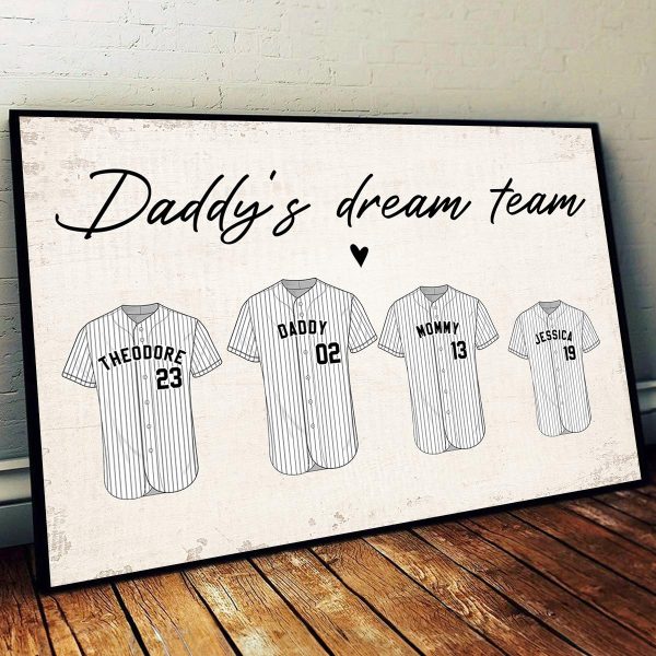 Baseball Daddy‘s Dream Team Personalized Poster, Gift For Dad, Grandpa Discount - Image 2
