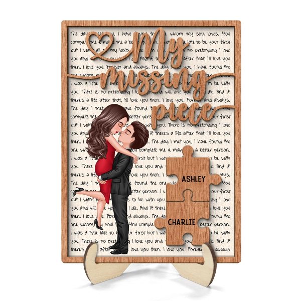 My Missing Piece Couple Letters Background Personalized 2-Layer Wooden Plaque Fashion
