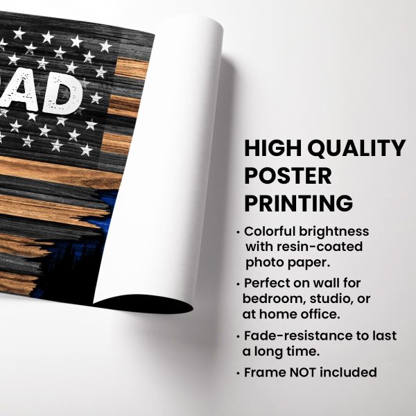 Dad Grandpa Papa Photo Inserted Half Nation Flag Personalized Horizontal Poster Hot on Sale - Image 3