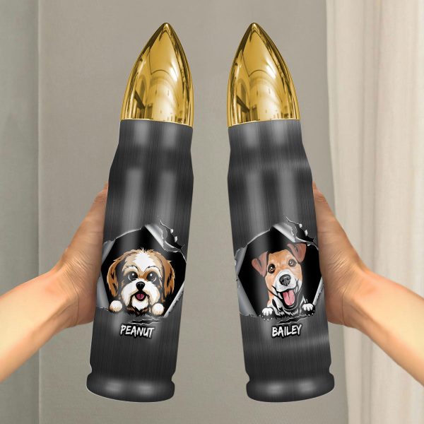 Unique Gift For Dog Lover Peeking Dog Ragged Hole Torn Personalized Bullet Tumbler on Sale - Image 3