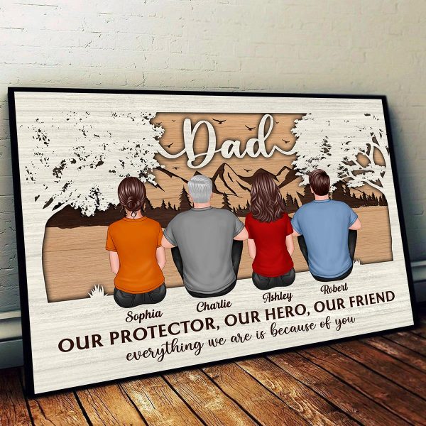 Dad My Protector My Hero My Friend Personalized Horizontal Poster Hot on Sale - Image 2