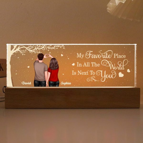 Favorite Place In The World Couple Heart Hands Back View Personalized Acrylic LED Night Light Online Sale - Image 5