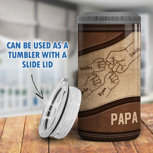 Dad Grandpa And Kids Fist Bump, Personalized Can Cooler, Gift For Him For Discount - Image 5