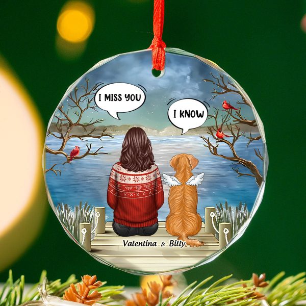 Pet Memorial I Miss You Back View Personalized Glass Ornament, Memorial Gift, Remembrance Gift For Dog Lover Online Sale - Image 5