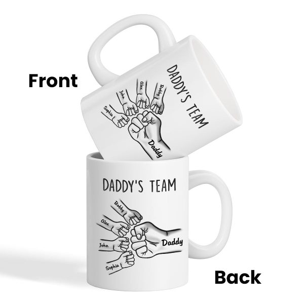 Daddy‘s Team Fist Bump Outline 3D Inflated Effect Personalized Mug Discount - Image 3