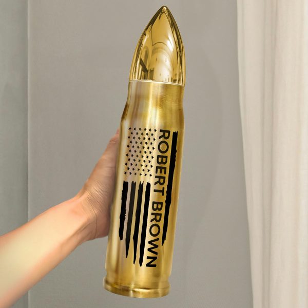 Unique Gift For Husband Dad Grandpa Flag Name Personalized Bullet Tumbler For Sale - Image 3